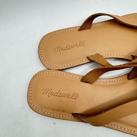 Madewell The Boardwalk Thong Sandal in Leather Size 9.5 (9) Ashen Sand Brown - Picture 3 of 6